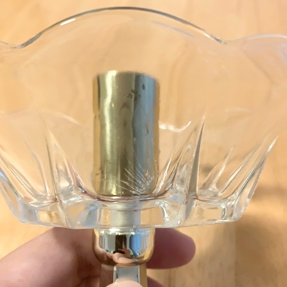 Set of 2 Brass and Glass Candlesticks - Picture 8 of 8